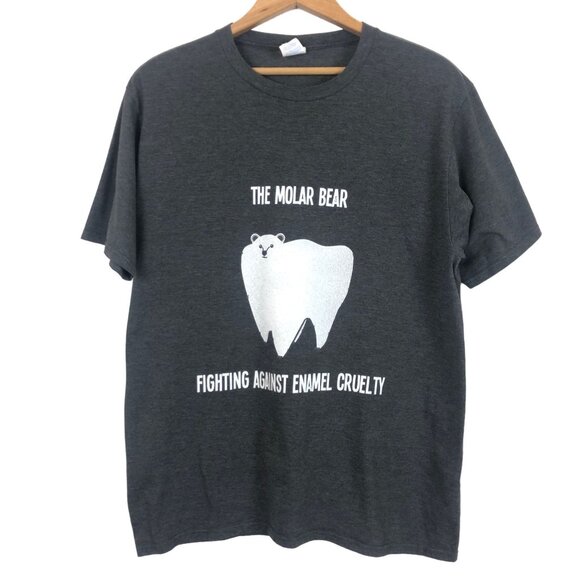 Funny Dentist Women's SS Tee Sz Large Molar Bear Fighting Against Enamel Cruelty - Picture 1 of 7